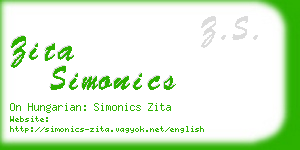 zita simonics business card